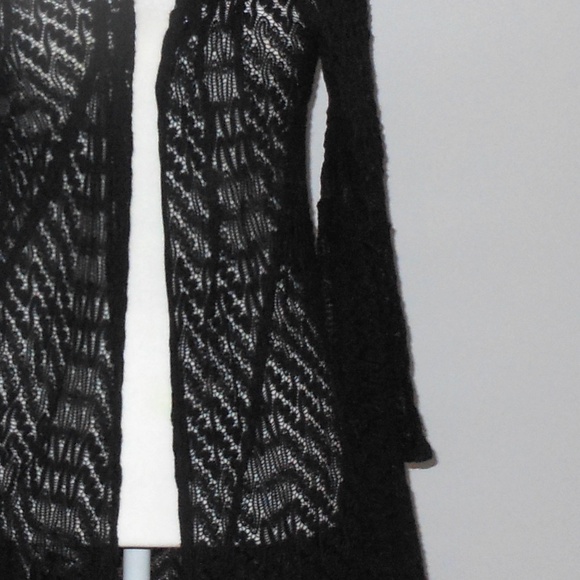 Nordstrom Black Mesh Cardigan Shawl with Flare Sleeves – Size Small - Picture 4 of 5